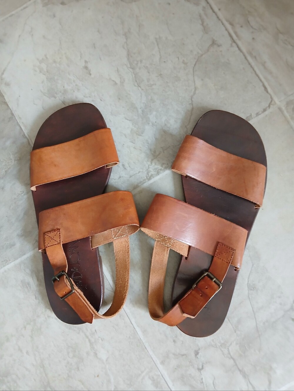 David & Joan Wonen's Brown Leather Double-Strap Sandals Size 10 B